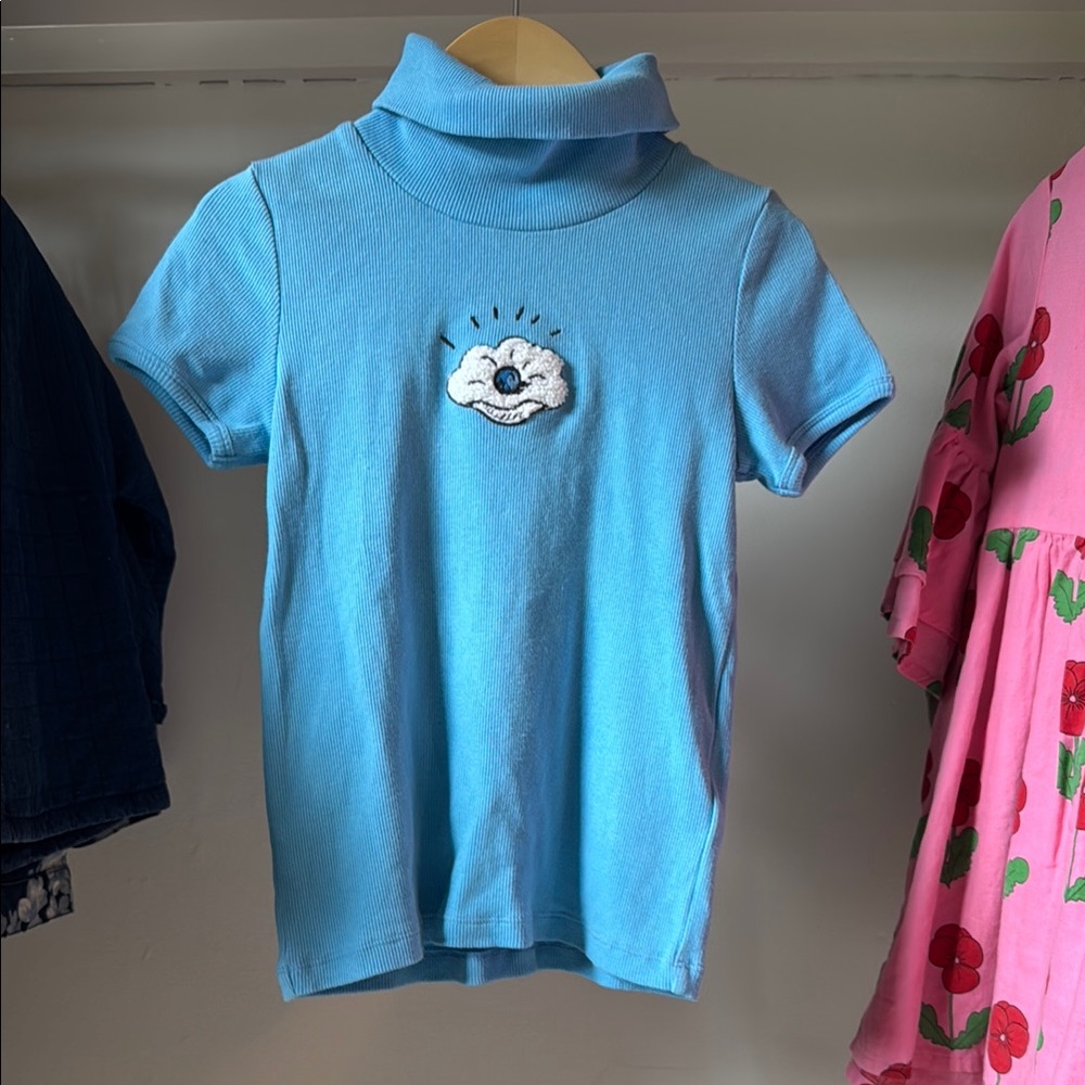 Mini Rodini Light Blue Turtleneck Pearl Tee